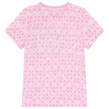 تي شيرت بنات بالشعار باللون الوردي