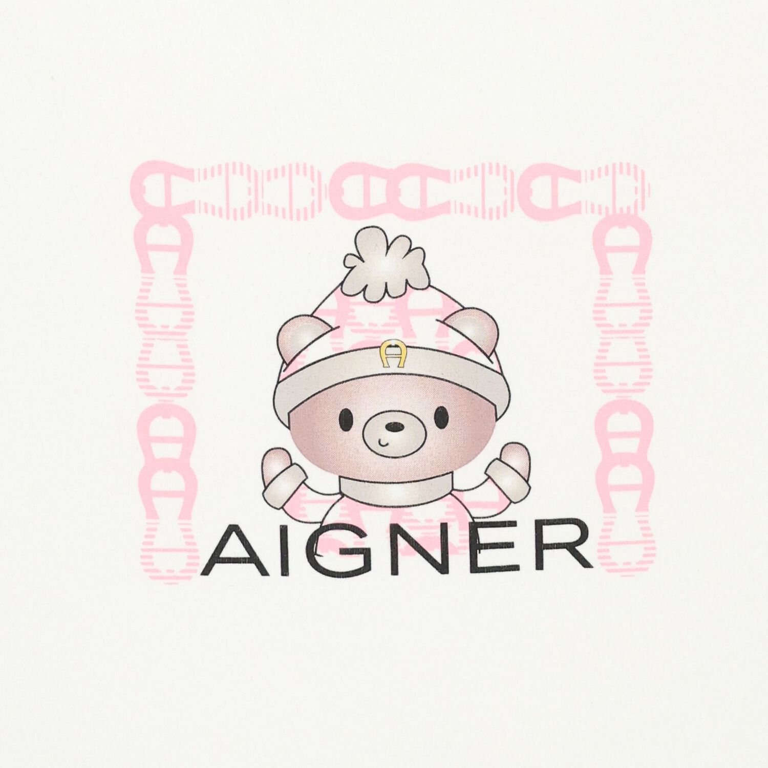 Baby Girls White & Pink Teddy Bear Logo Nest, 3, hi-res
