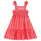Girls Pink Striped Smocked Dress Set, 3, hi-res