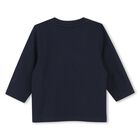 Younger Boys Navy Blue Logo Long Sleeve Top, 4, hi-res