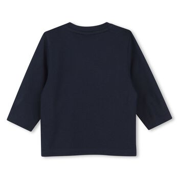 Younger Boys Navy Blue Logo Long Sleeve Top