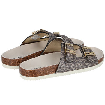 Girls Gold Logo Sandals