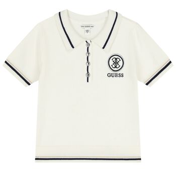 Girls Ivory Logo Knitted Polo Shirt