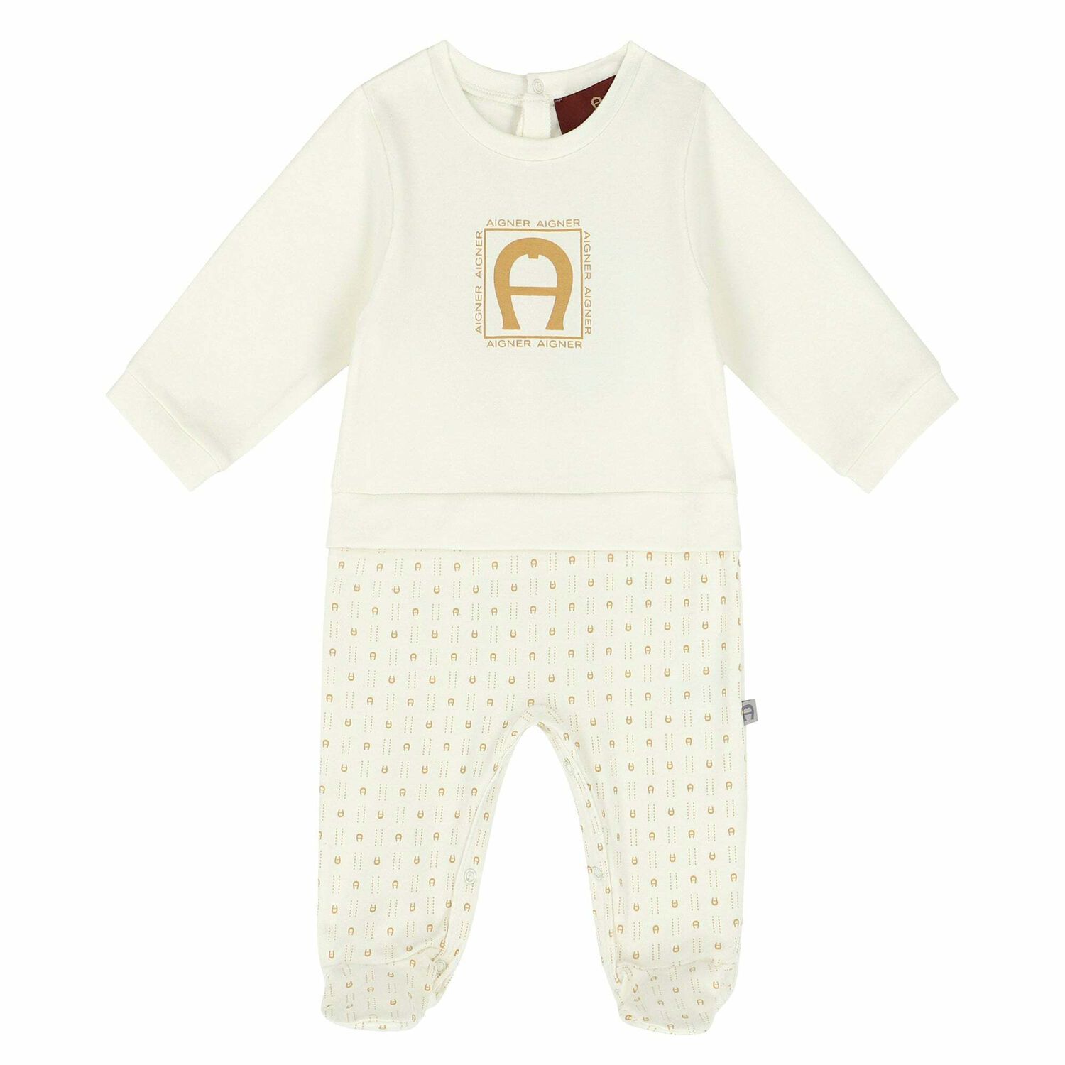 Ivory & Gold Babygrow, 1, hi-res