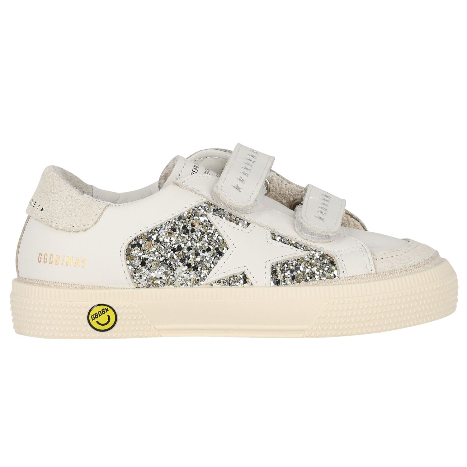 Girls Silver & Ivory Embellished Velcro Trainers, 1, hi-res