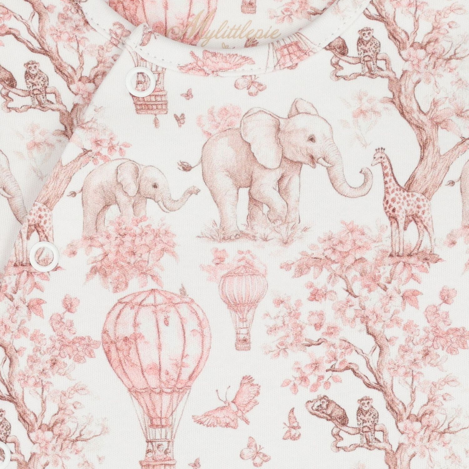 طقم هدايا ملابس أطفال بشعار افريقيا باللون الابيض والوردي للبنات, 2, hi-res