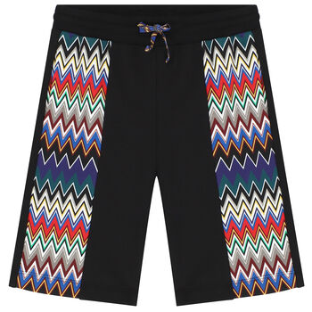 Boys Black Zigzag Shorts