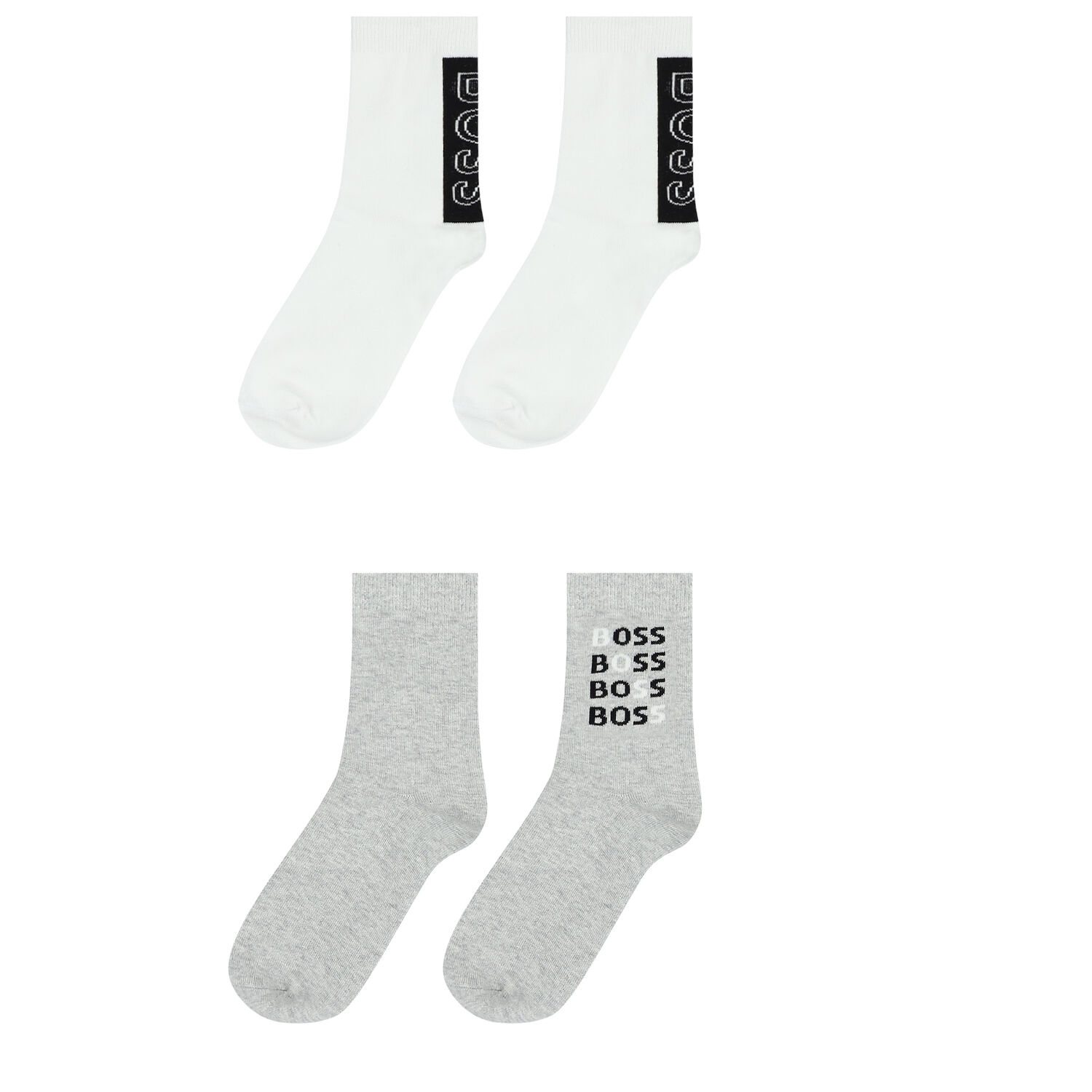 Boys Grey & White Logo Socks (2 Pack), 1, hi-res