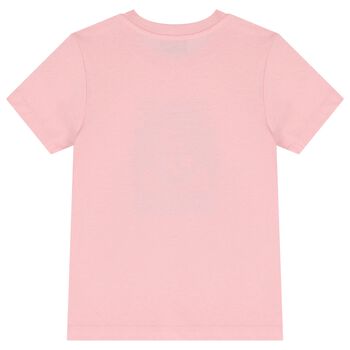 Girls Pink Teddy Bear Logo T-Shirt