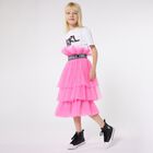 تنورة بنات بطيات بالشعار باللون الوردى, 2, hi-res