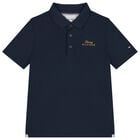 Boys Navy Blue Logo Polo Shirt , 1, hi-res