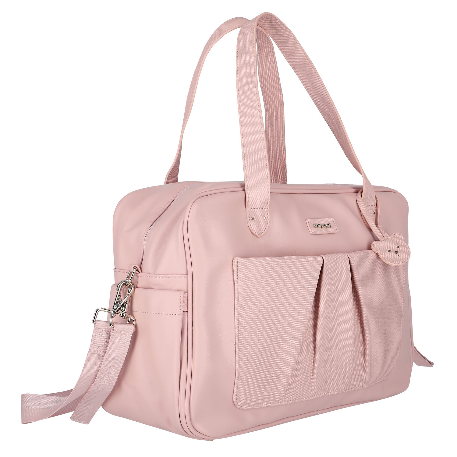 Pink Faux Leather Baby Changing Bag, 2, hi-res image number null