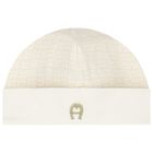 Ivory & Gold Logo Baby Hat, 1, hi-res