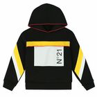 Boys Black Logo Hooded Top, 1, hi-res