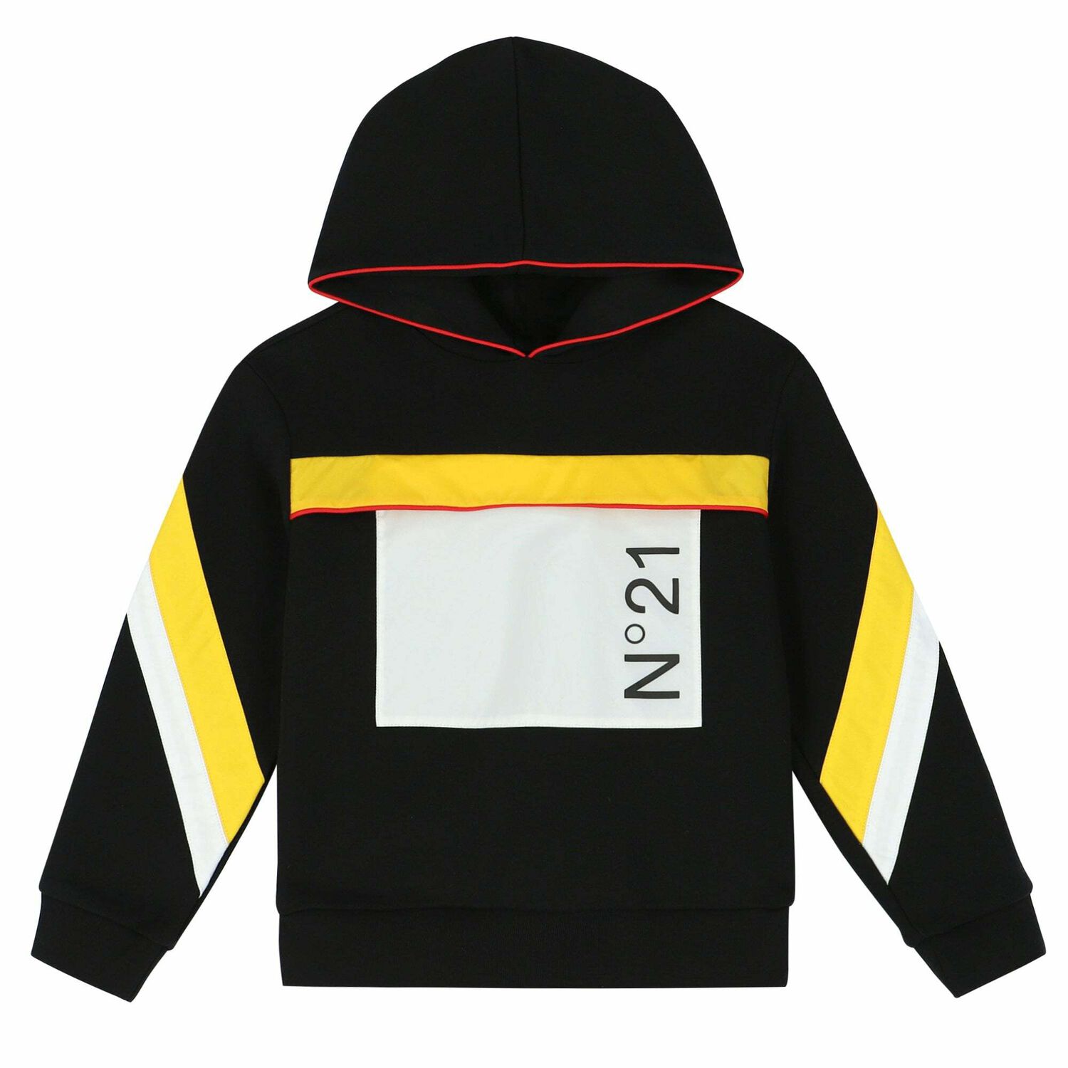 Boys Black Logo Hooded Top, 1, hi-res image number null