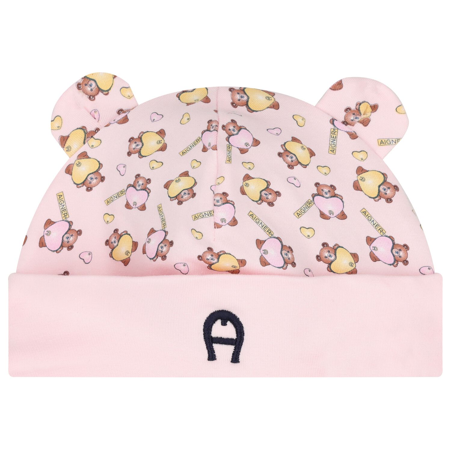 Baby Girls Pink Teddy Bear Hat, 1, hi-res