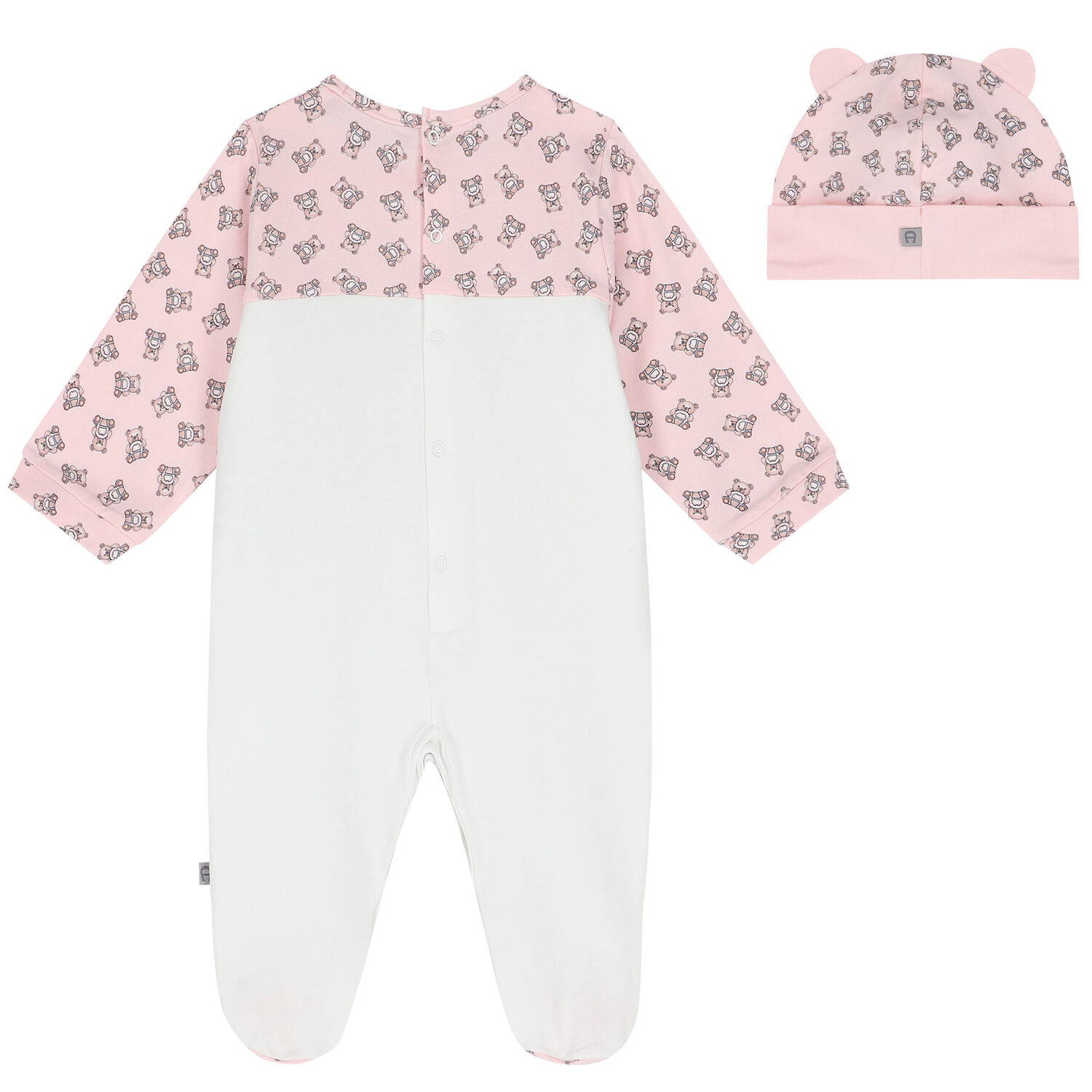 Pink & White Logo Babygrow Set, 3, hi-res