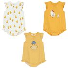 Baby Girls Yellow & White Rompers ( 3-Pack ), 2, hi-res