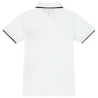 Boys White Logo Polo Shirt, 1, hi-res
