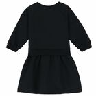 Girls Black Logo Dress, 1, hi-res