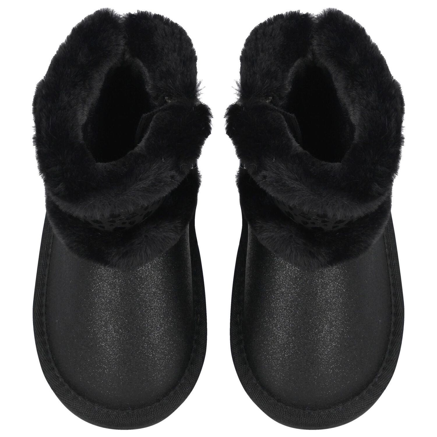 Younger Girls Black Faux Leather Boots, 1, hi-res