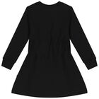 فستان بنات بالشعار باللون الاسود, 1, hi-res