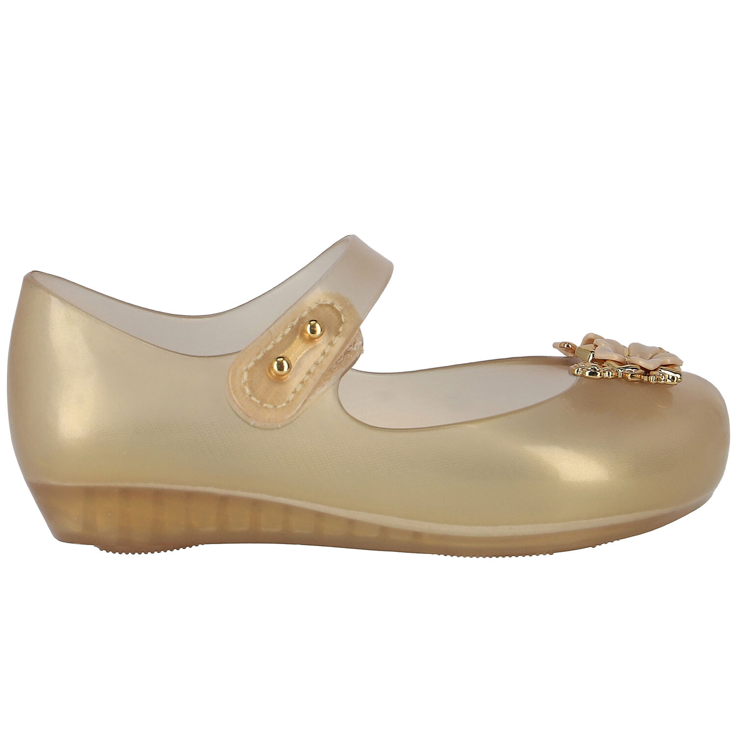 Younger Girls Gold Flower Jelly Shoes, 1, hi-res image number null