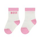 Baby Girls White & Pink Logo Socks ( 3-Pack ) , 1, hi-res
