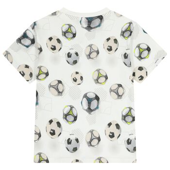 Boys White Multi Football T-Shirt