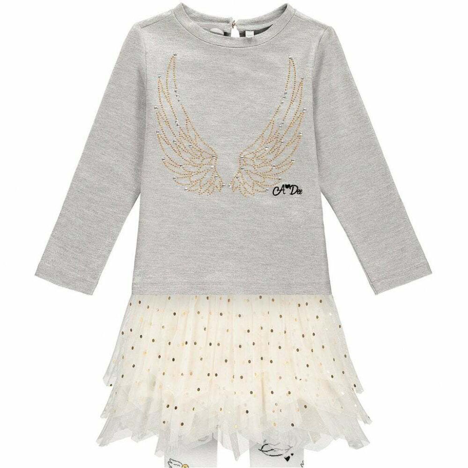 Girls Silver & White Two-Piece Dress, 1, hi-res