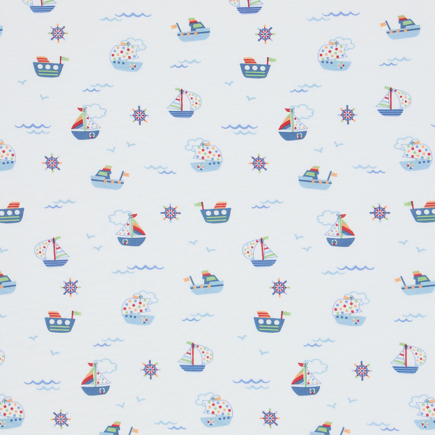 بطانية أولاد بطبعة قوارب باللون الابيض, 1, hi-res