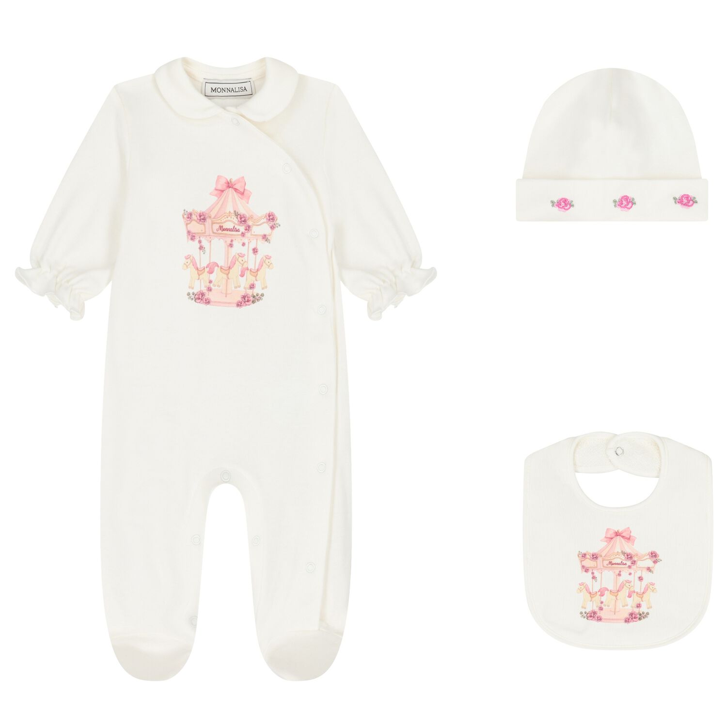 Baby Girls Ivory Carousel Babygrow Gift Set, 1, hi-res