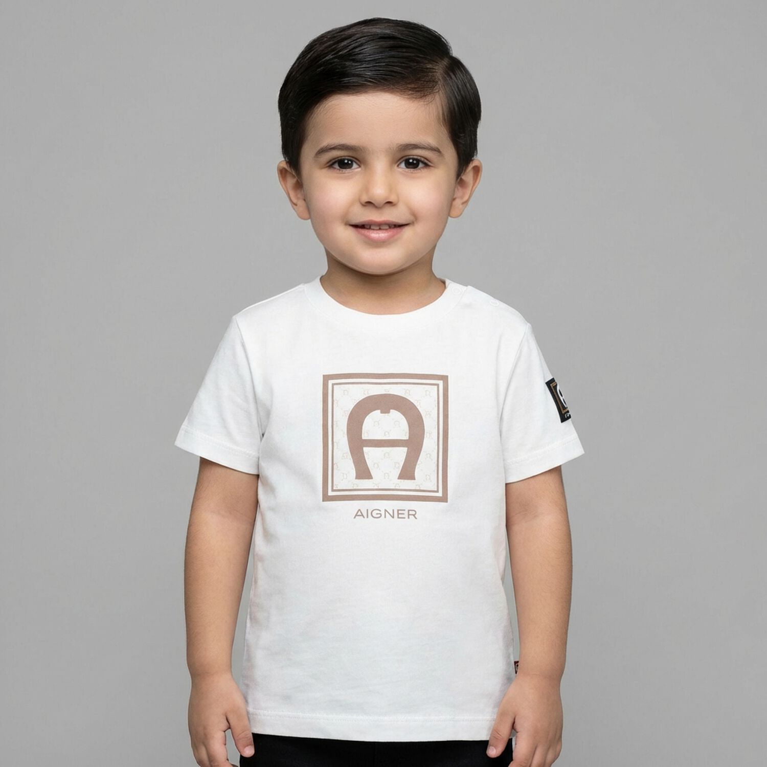 Younger Boys White Logo T-Shirt, 2, hi-res