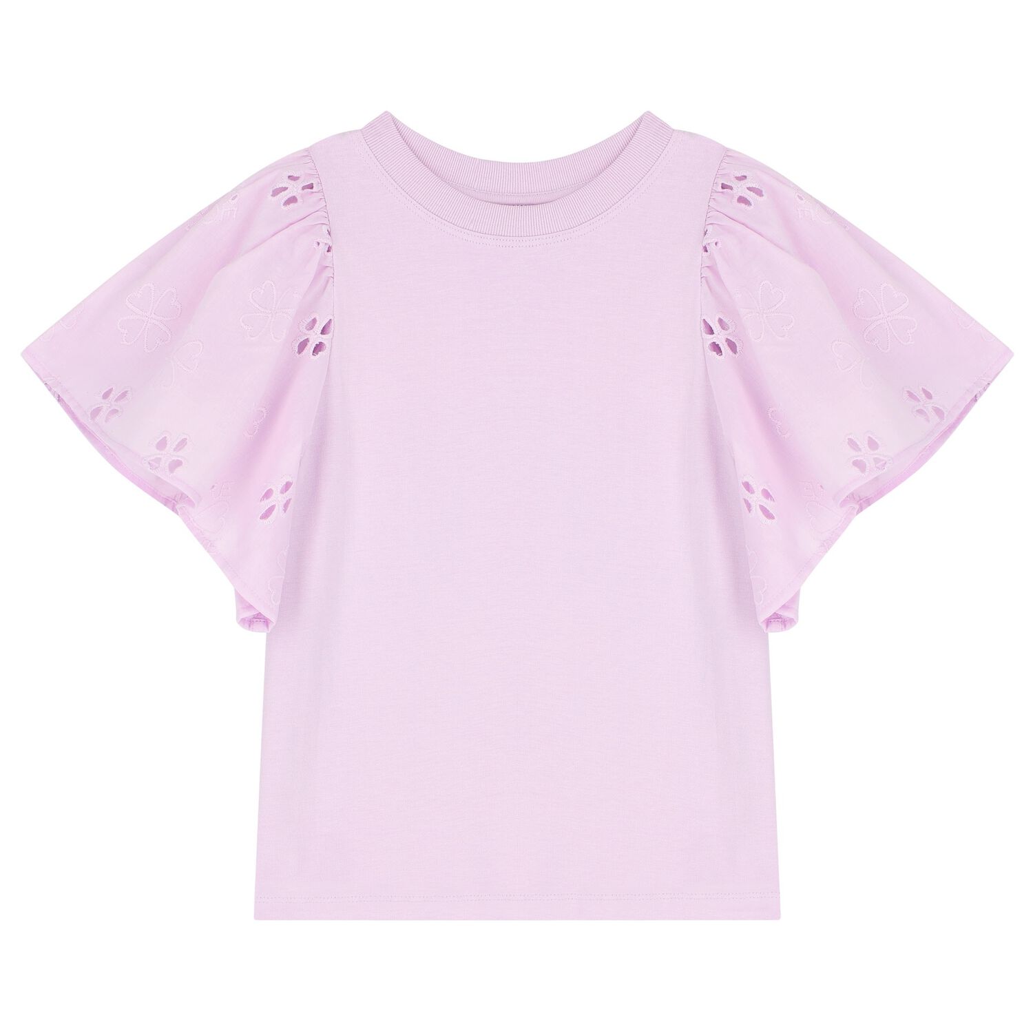 Girls Lilac Flutter Sleeve Ritza Top, 1, hi-res