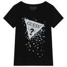 تيشيرت بنات بالشعار باللون الأسود, 3, hi-res