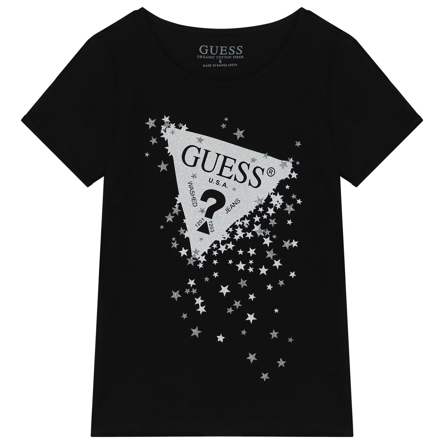 تيشيرت بنات بالشعار باللون الأسود, 3, hi-res