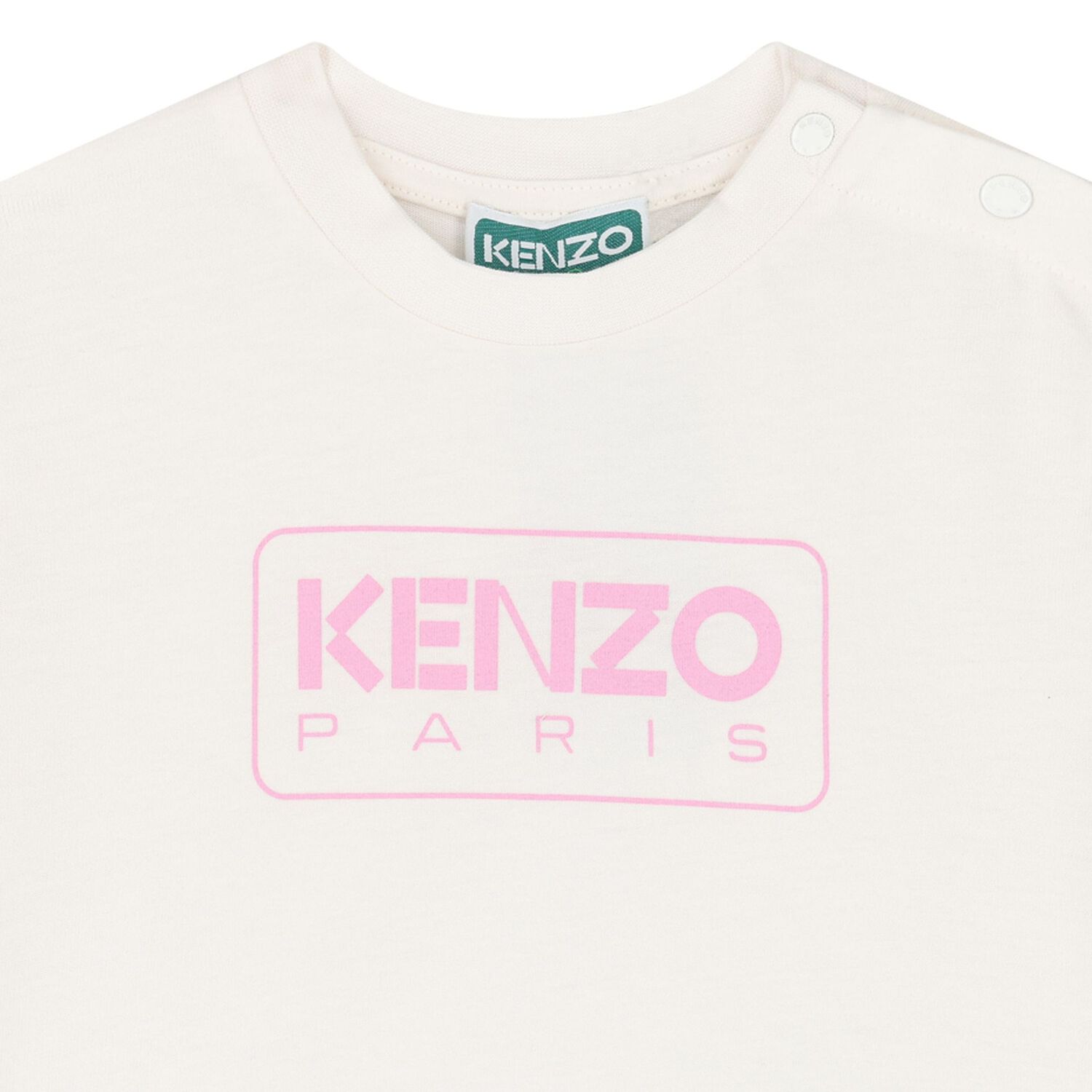 تي شيرت بنات بالشعار باللون الأبيض والوردي, 1, hi-res