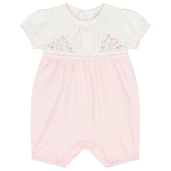 Baby Girls White & Pink Floral Romper