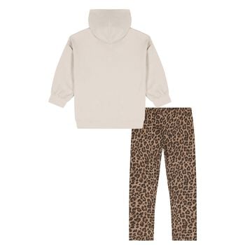 Girls Beige Heart Leggings Set
