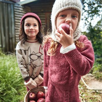 Girls Burgundy Knitted Skirt Set