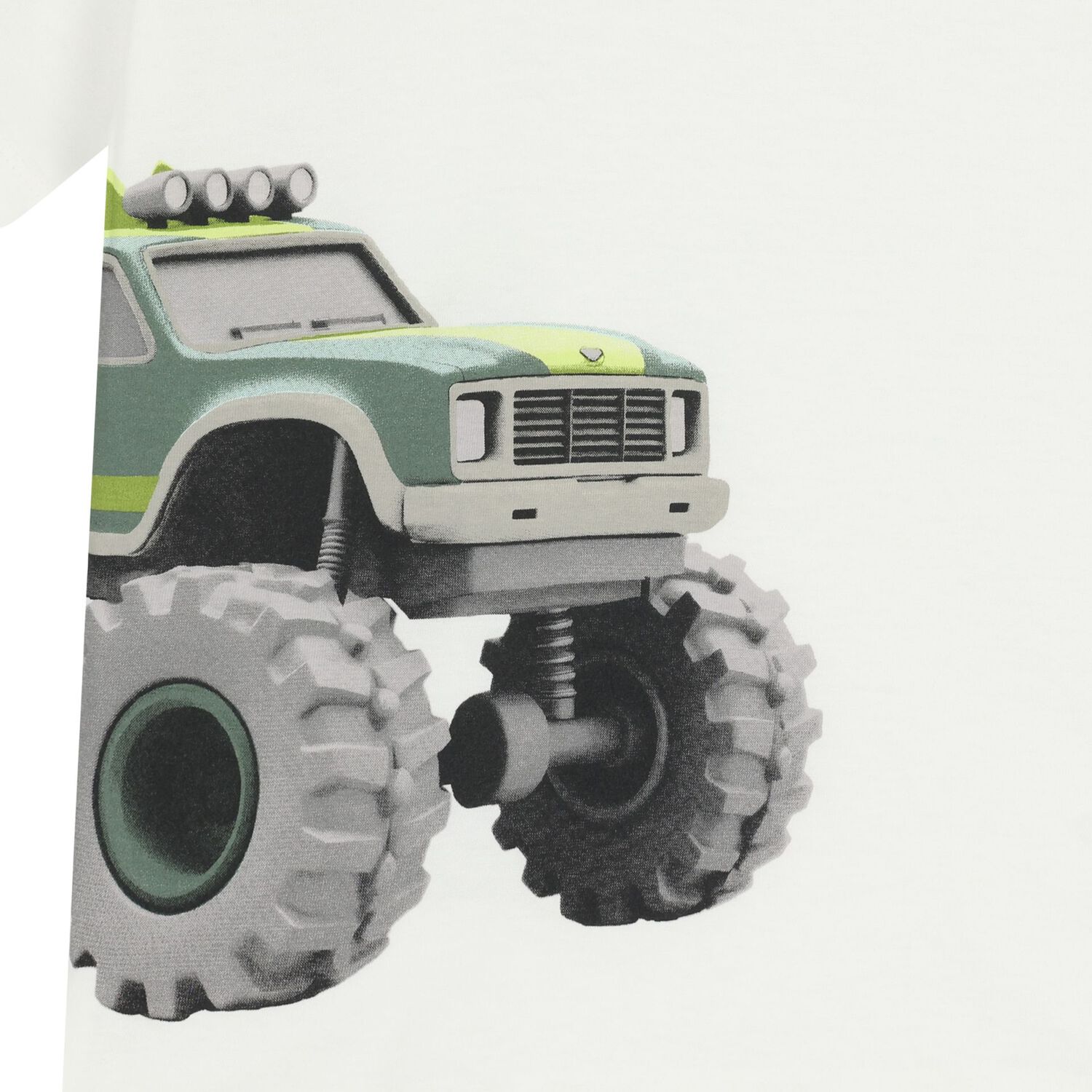 طقم أولاد شورت بالشعار باللون العاجي والأخضر, 1, hi-res