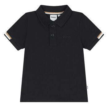 Younger Boys Black Logo Polo Shirt