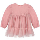 Younger Girls Pink Tulle Dress, 1, hi-res