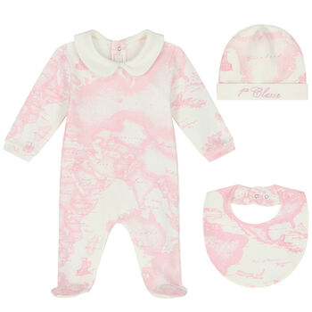 Ivory & Pink Geo Map Babygrow Set