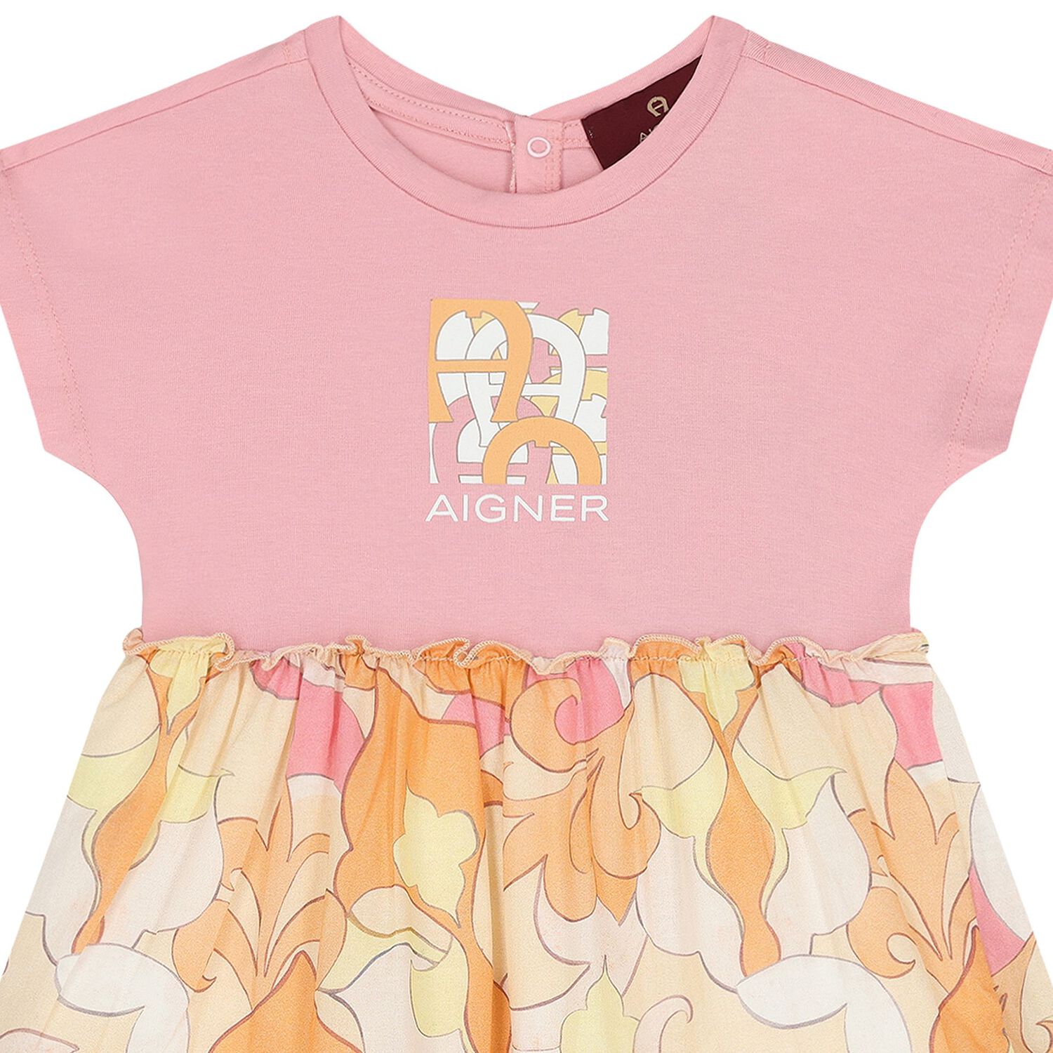 Younger Girls Pink & Orange Logo Dress, 2, hi-res image number null