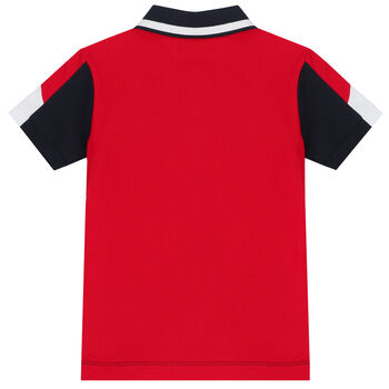 Boys Navy & Red Logo Polo Shirt