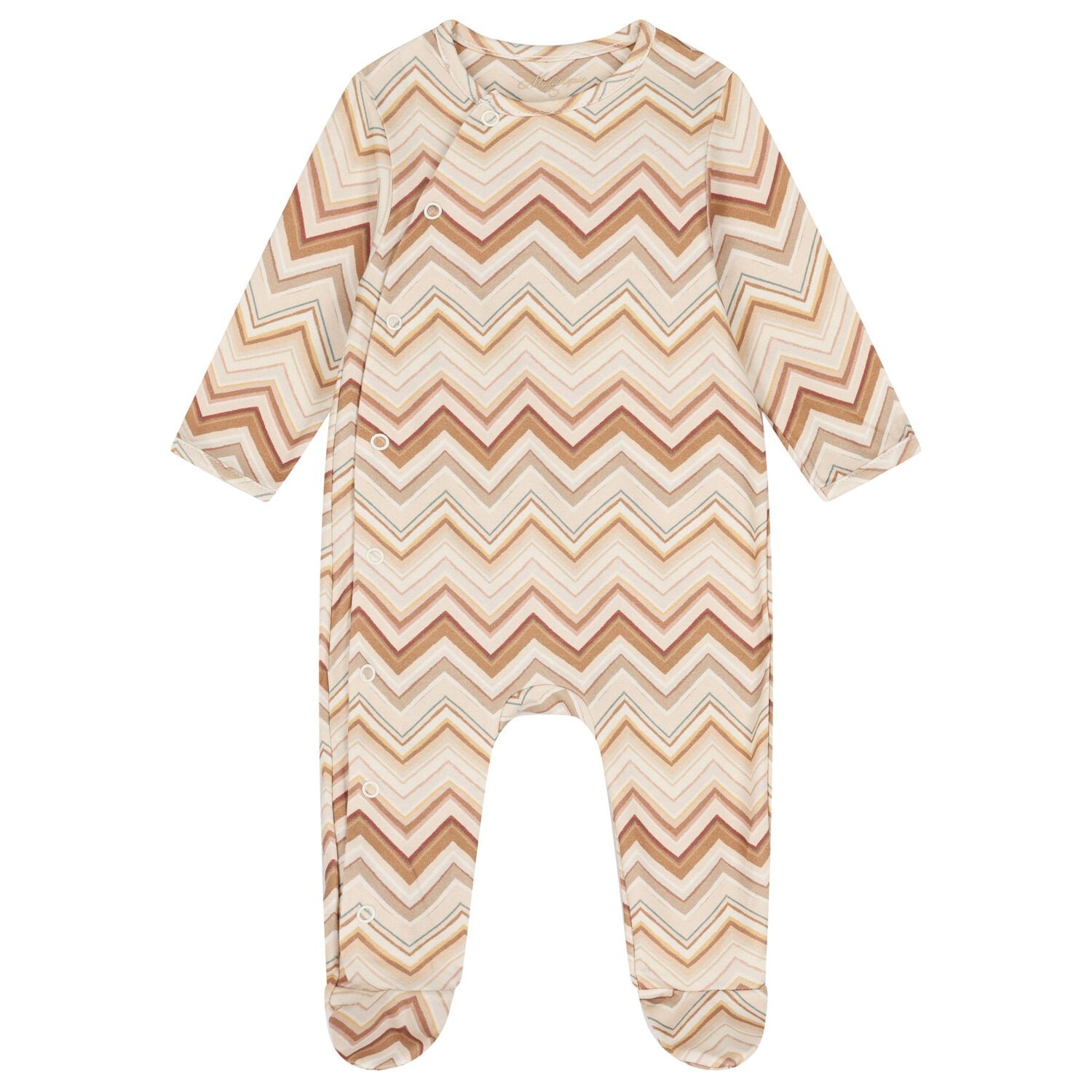 Beige & Brown Zig Zag Babygrow, 5, hi-res