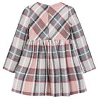Girls Pink & Ivory Bow Checked Dress, 2, hi-res