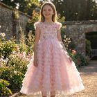 Girls Pink Sequin Embellished Tulle Dress , 1, hi-res