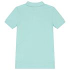 Boys Turquoise Blue Logo Polo Shirt, 1, hi-res